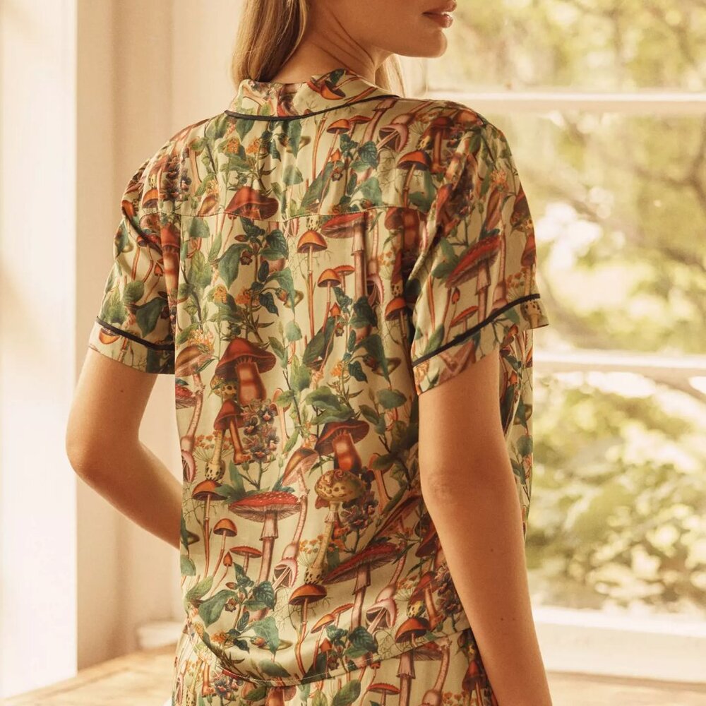 Anthropologie The LyreBird Silky Pajama Top XXS NWT